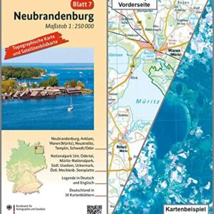 Neubrandenburg: Umgebungskarte mit Satellitenbild 1:250.000 (TK250: Topographische und Satellitenbildkarte)