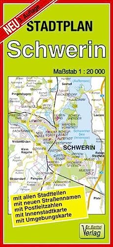Stadtplan Schwerin: Maßstab: 1:20000: mit allen Stadtteilen - mit neuen Straßennamen - mit Postleitzahlen - mit Innenstadtkarte - mit Umgebungskarte